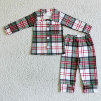 Long sleeve plaid boy Christmas pajamas - BIG FRENCHIES