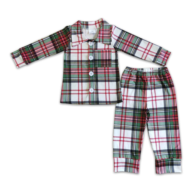 Long sleeve plaid boy Christmas pajamas - BIG FRENCHIES