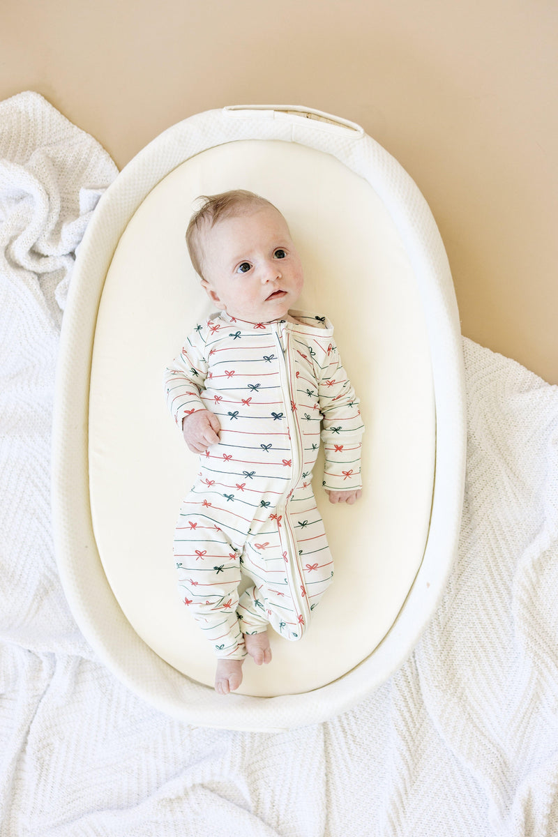 Tied with a Bow Christmas Bamboo Zippy Pajamas - BIG FRENCHIES