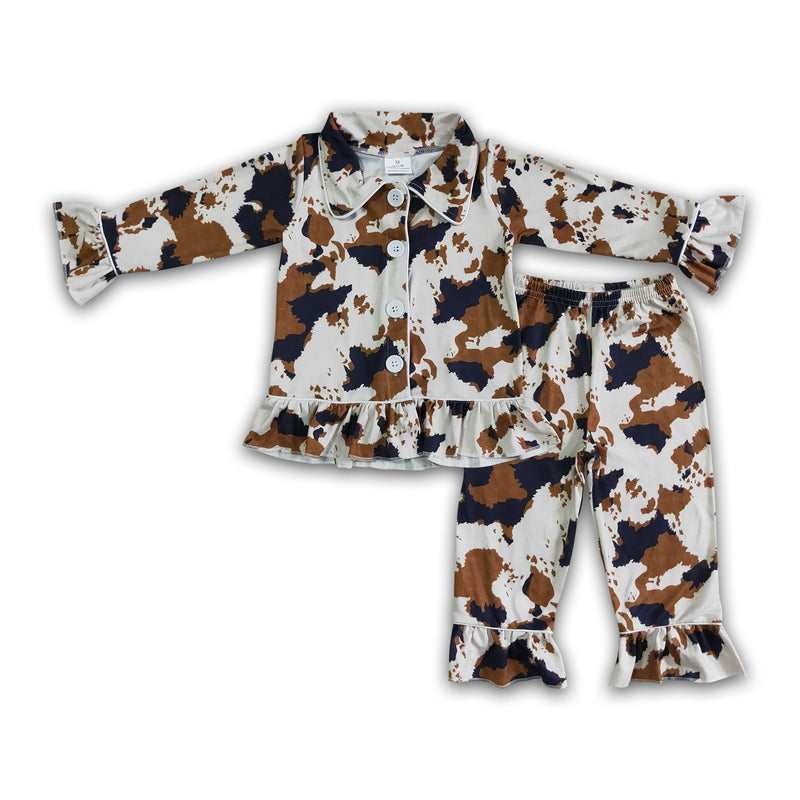 Cow print long sleeve girls pajamas - BIG FRENCHIES