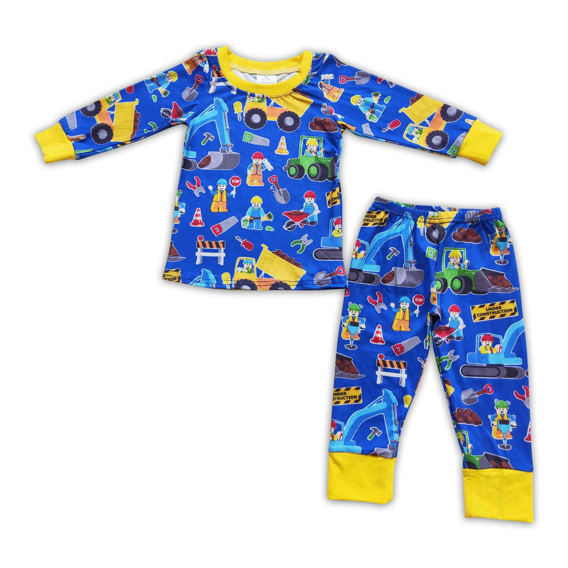 Excavator print boy long sleeve pajamas - BIG FRENCHIES