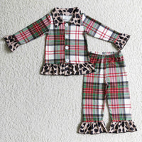 Plaid leopard pajamas Christmas sleepwear - BIG FRENCHIES