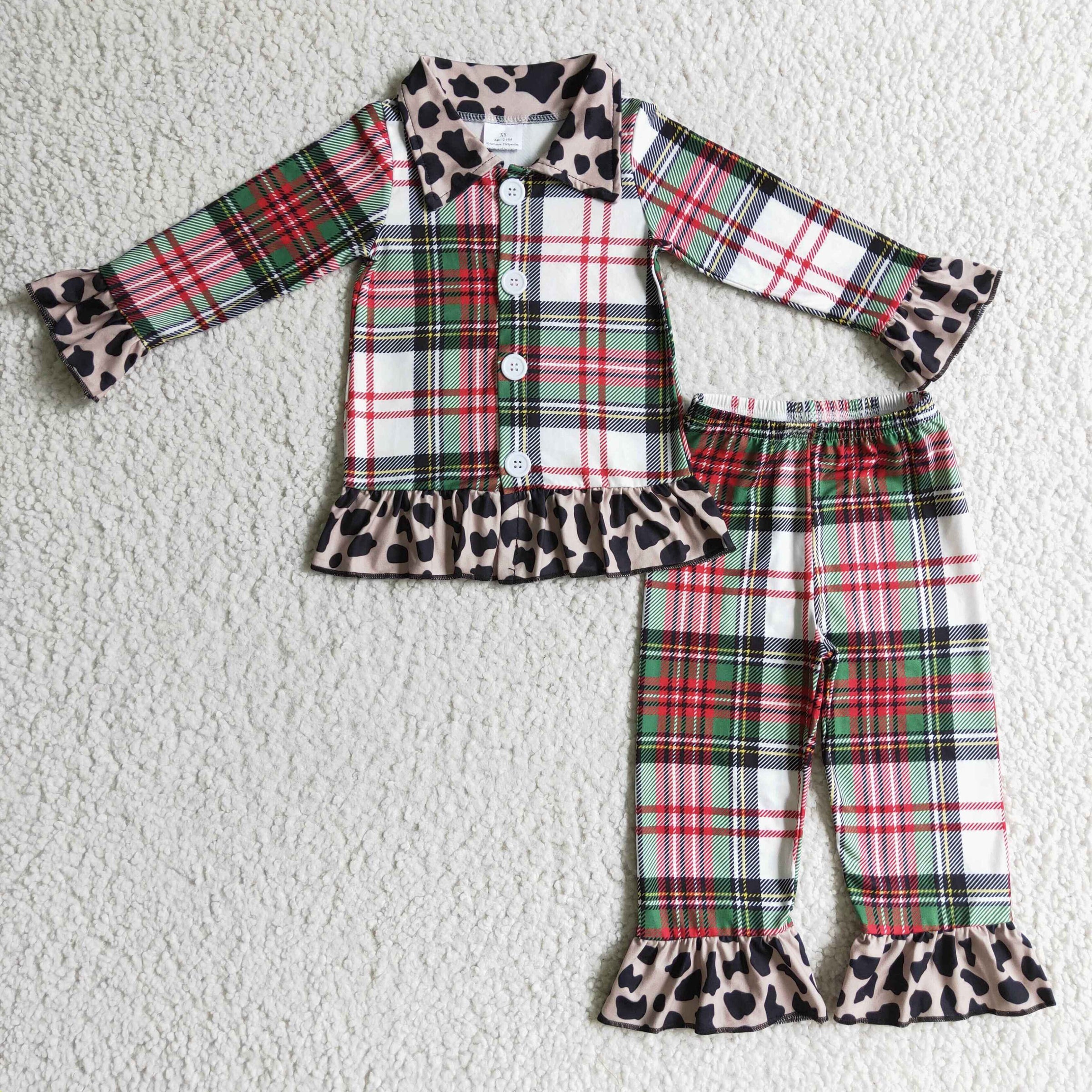 Plaid leopard pajamas Christmas sleepwear - BIG FRENCHIES