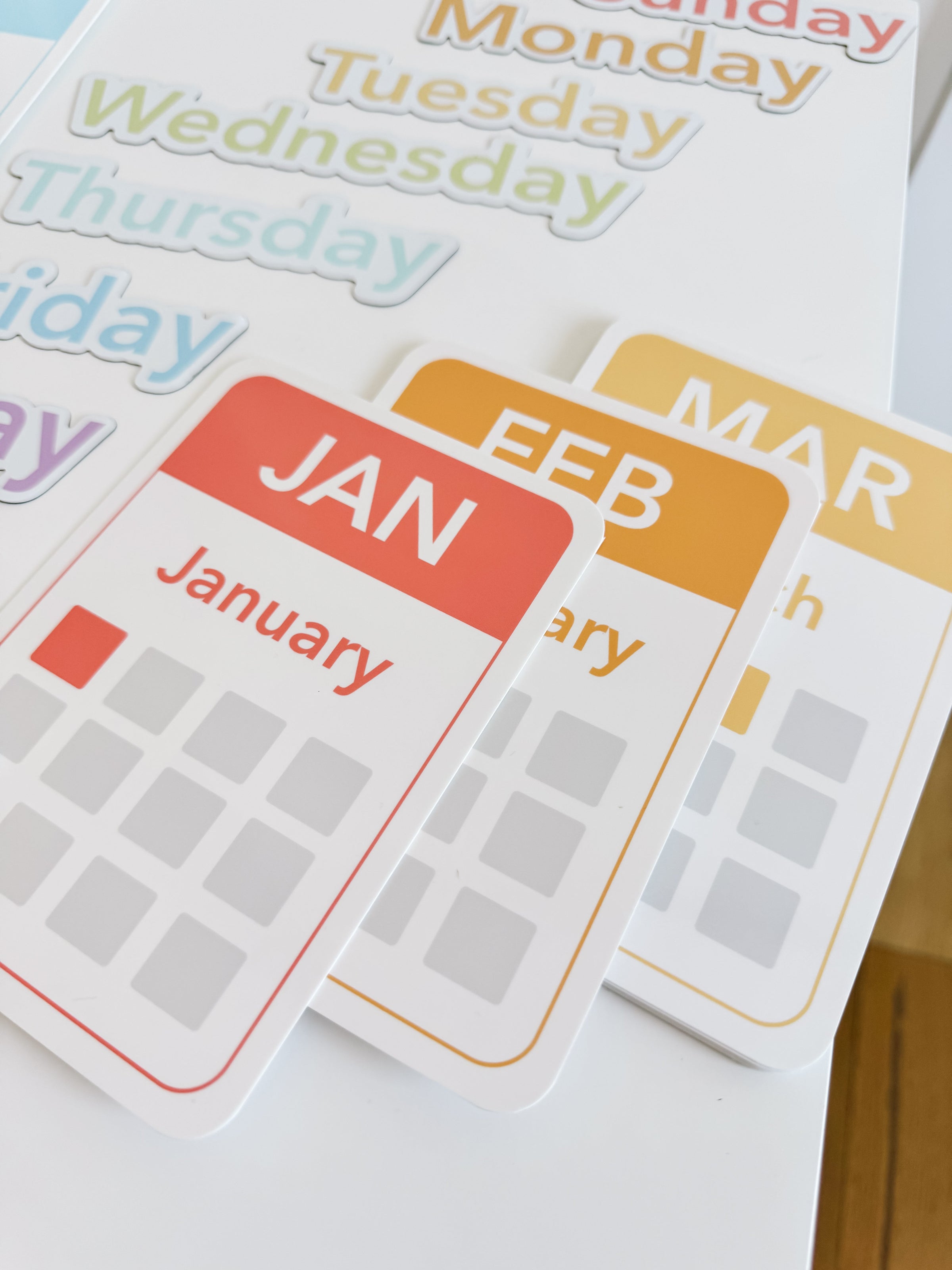 Calendar (Days, Months, Seasons) Flashcards and Magnets