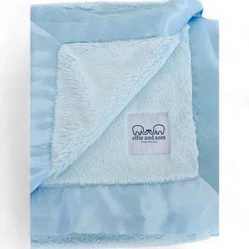 Luxury Satin Border Blanket - Blue - BIG FRENCHIES