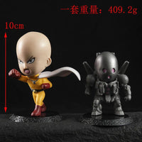 6Pcs One Punch Man Chibi Anime Figures, Saitama Genos Garou Bang Tatsumaki Mumen Rider Metal Knight, OPM Collection Set