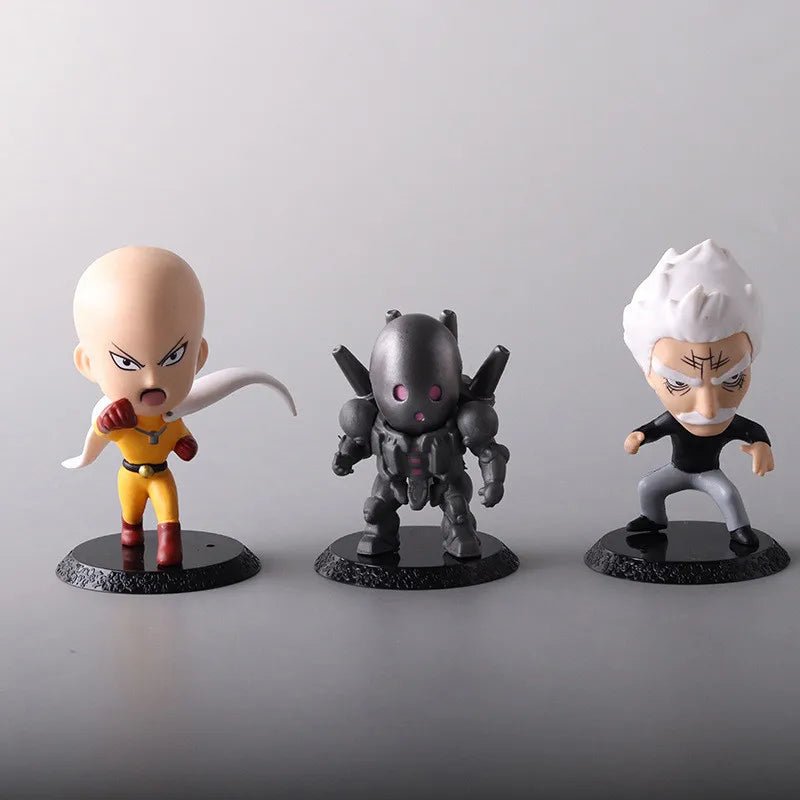 6Pcs One Punch Man Chibi Anime Figures, Saitama Genos Garou Bang Tatsumaki Mumen Rider Metal Knight, OPM Collection Set