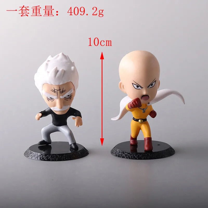 6Pcs One Punch Man Chibi Anime Figures, Saitama Genos Garou Bang Tatsumaki Mumen Rider Metal Knight, OPM Collection Set