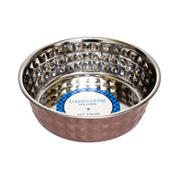 Country Living Set of 2 Hammered Stainless Steel Dog Bowls – Ideal for Extra Large Breeds – Rose Quartz/64oz - BIG FRENCHIES