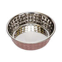 Country Living Set of 2 Hammered Stainless Steel Dog Bowls – Ideal for Extra Large Breeds – Rose Quartz/64oz - BIG FRENCHIES
