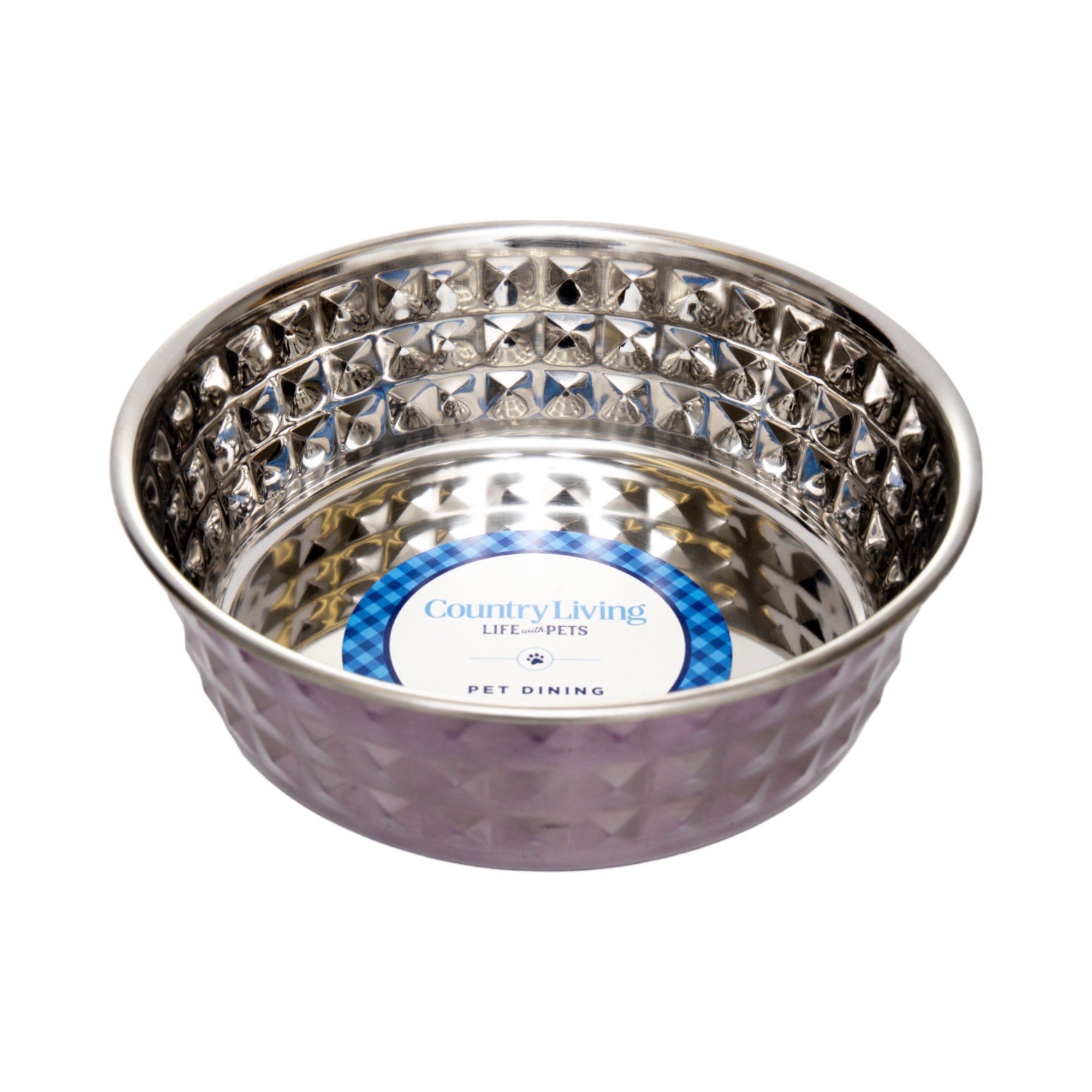 Country Living Set of 2 Hammered Stainless Steel Dog Bowls – Lavender - BIG FRENCHIES
