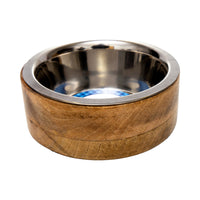 Country Living Stainless Steel Dog Bowl with Cylindrical Mango Wood Holder - BIG FRENCHIES