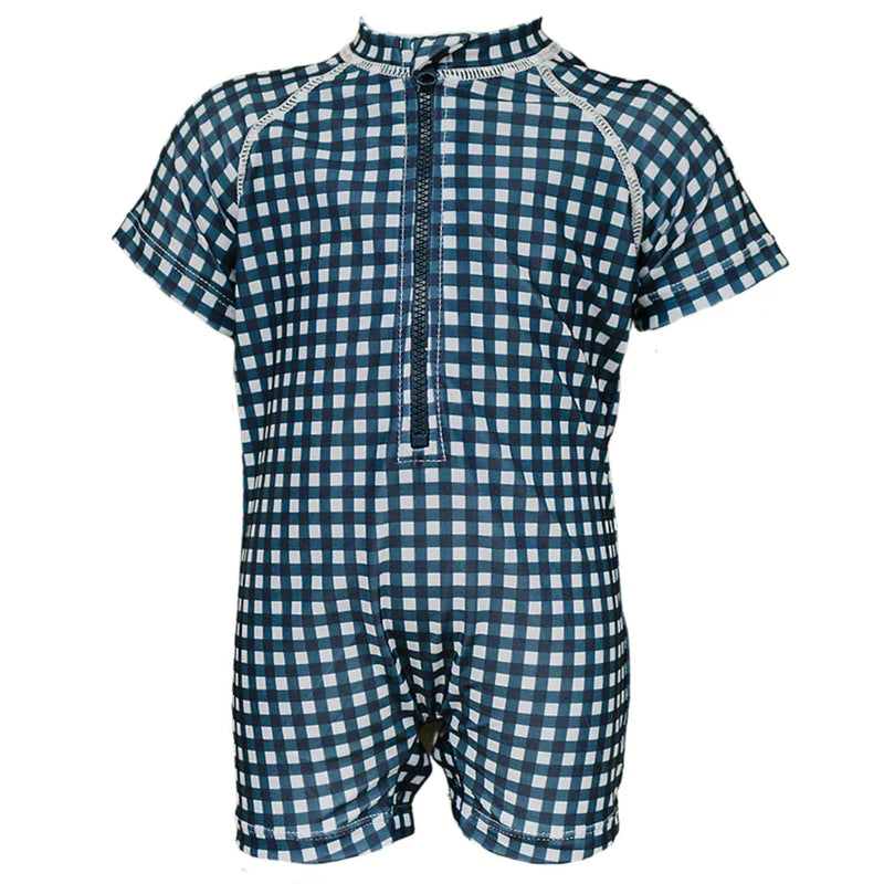 Navy Gingham Zipper Swimsuit - BIG FRENCHIES