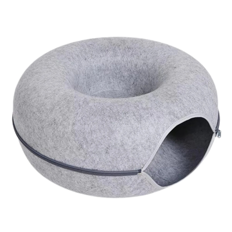 Felt Donut Cat Bed with Tunnel and Hideaway - BIG FRENCHIES