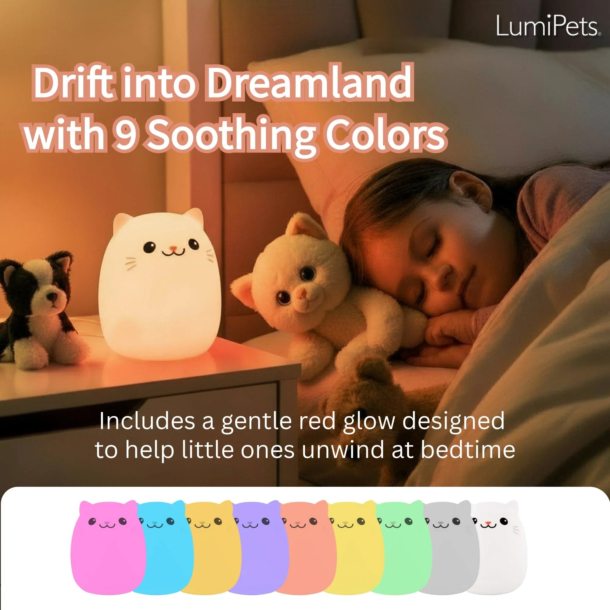 LumiPets® Clive the Cat- Children's Touch Night Light - BIG FRENCHIES