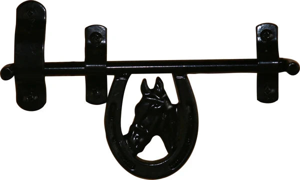 Newport Blacksmith Door Latch Horse Head Heavy Duty Steel Black Powder Coat
