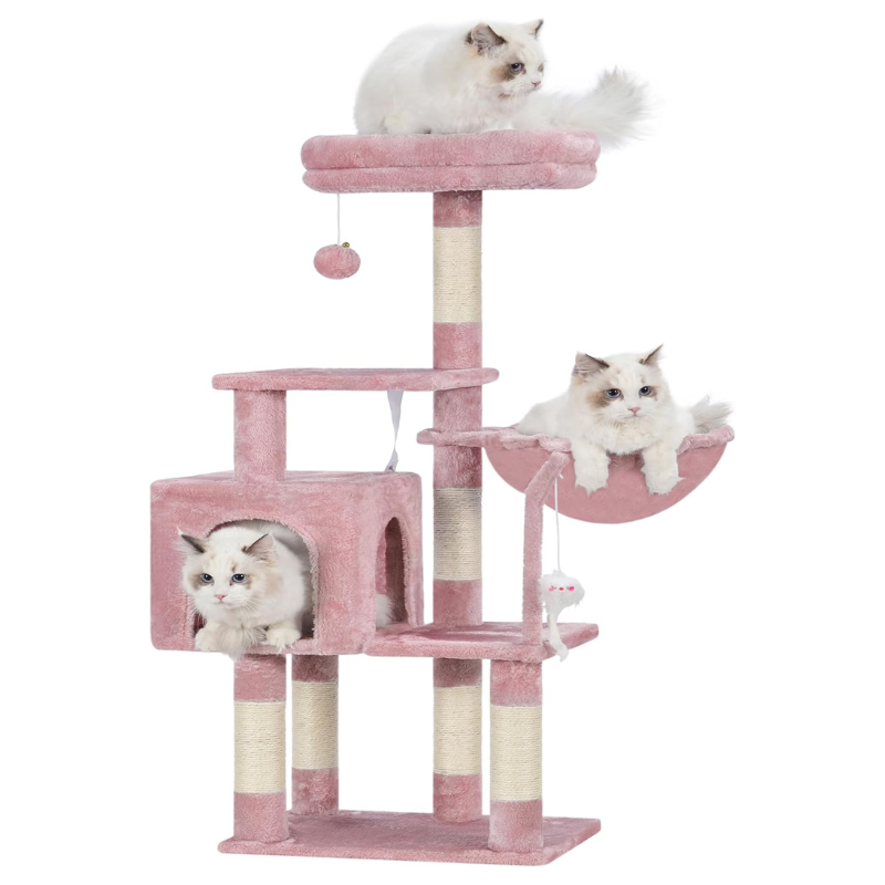 Heybly Small Cat Tree with Hammock – Compact Cat Tower & Furniture for Indoor Cats - BIG FRENCHIES