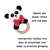 Baby Rattle in High-Contrast Black, White, Red (Beechwood) - BIG FRENCHIES