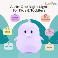 LumiPets® Pebbles the Penguin- Children's Touch Night Light - BIG FRENCHIES