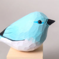 Hand-Carved Wooden Bird Figurine – Blue - BIG FRENCHIES