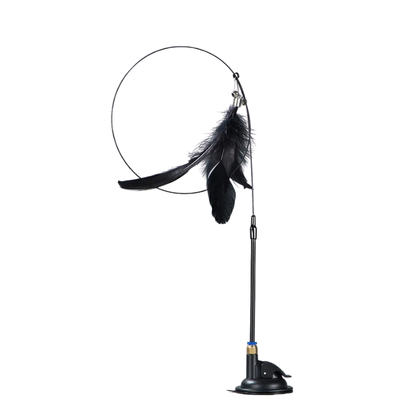 Interactive Cat Teaser Stick with Natural Feathers & Suction Cup - BIG FRENCHIES