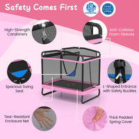 6 FT Kids Trampoline with Swing and Horizontal Bar Small Rectangle Trampoline