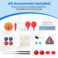 6-In-1 Combo Game Table with Basketball Billiards Ping Pong Hockey Shuffleboard
