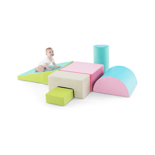 6 Pieces Foam Climbing Blocks Indoor Climb and Crawl Activity Playset with Rectangles-Green - BIG FRENCHIES