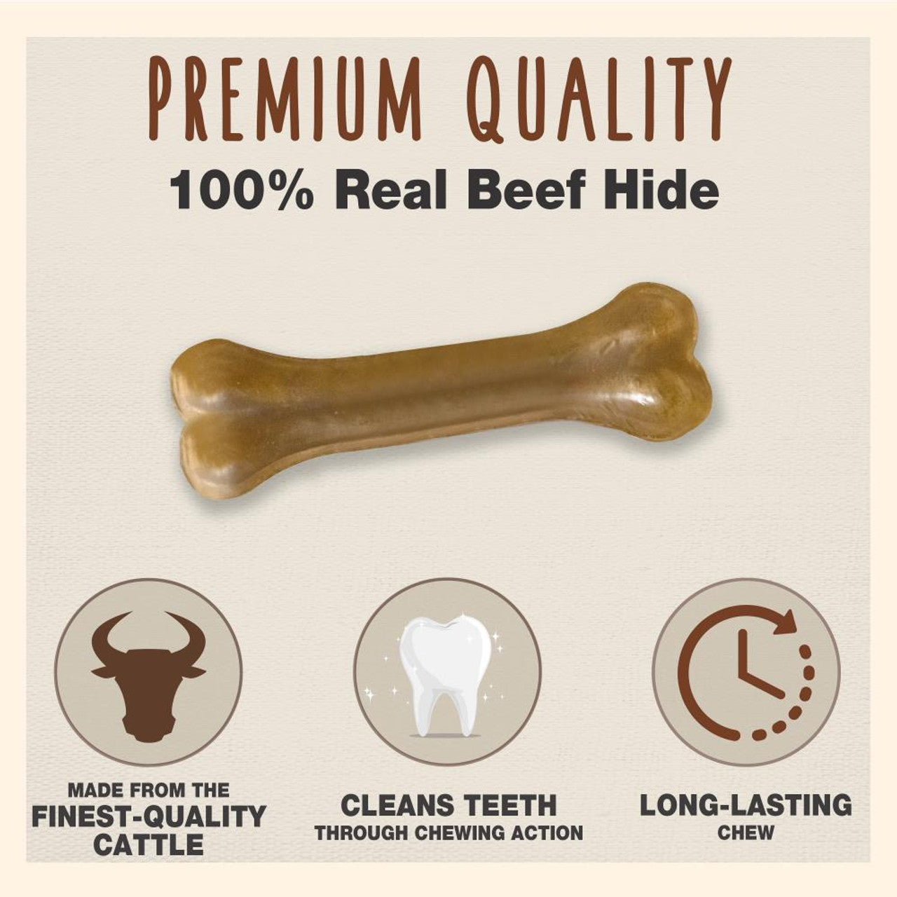 Cadet Pressed Rawhide Bones 6.5" Dog Chews Long Lasting Beef Hide 12 Pack