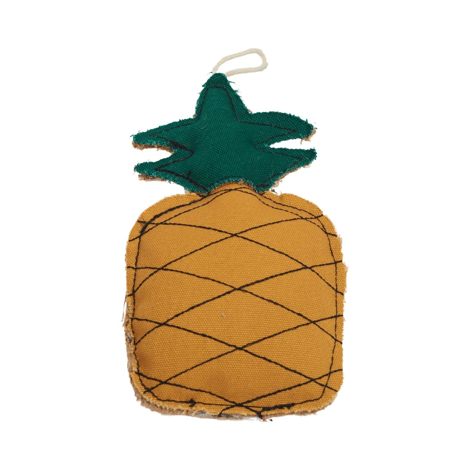 Country Living Canvas & Jute Pineapple-Shaped Dog Chew Toy – Durable, Safe and Non-Toxic - BIG FRENCHIES