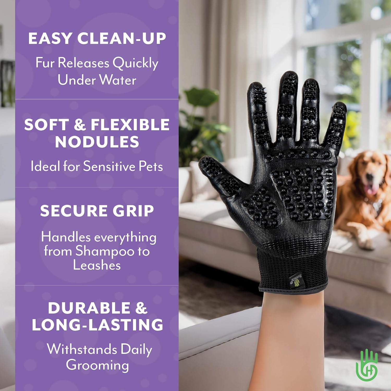 Piccardmeds4pets Aloe Oats Dog Shampoo 16oz + HandsOn Grooming Gloves Small Complete Kit