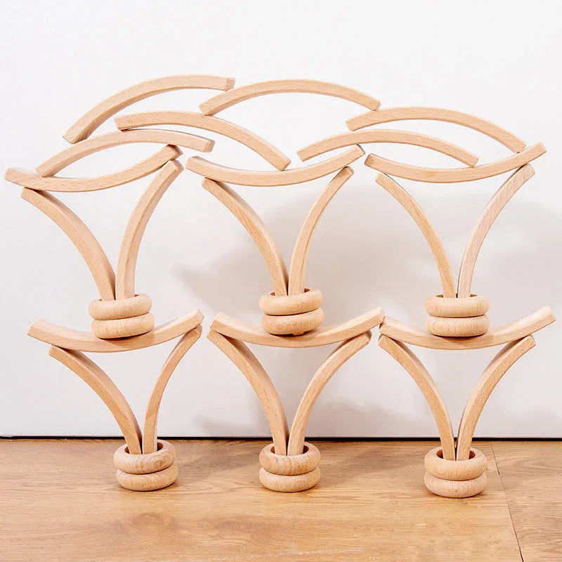 **Pre-order (Ships in 2-3 Weeks)**28 Pcs Mini Curved Natural Wooden Building Blocks with Storage Tray - BIG FRENCHIES