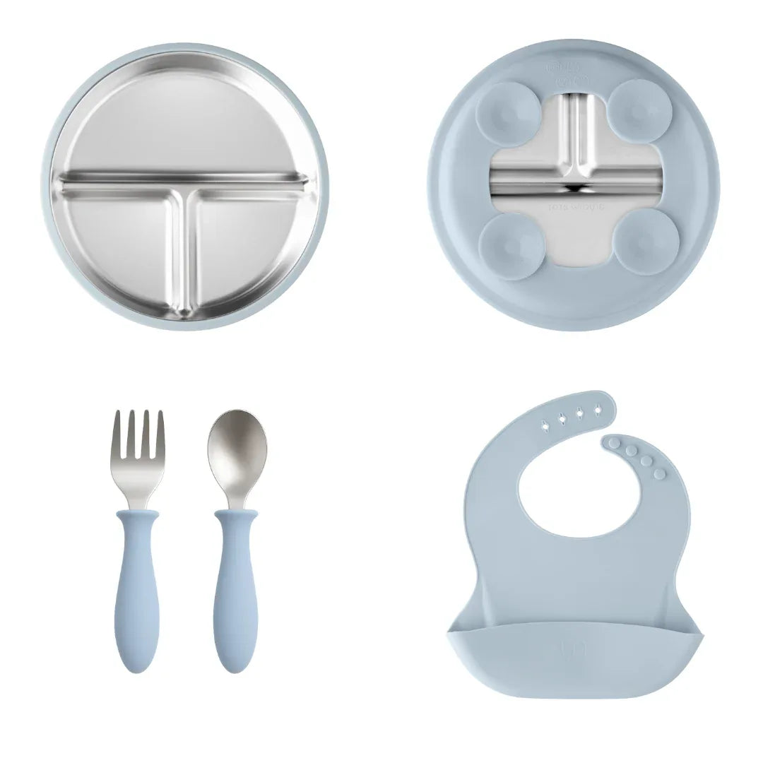 Stainless Steel Toddler Feeding Set 12+ Months- Sage Green - BIG FRENCHIES