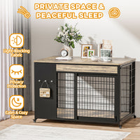 42-Inch Double Wide Wooden Double-Door Dog Crate Side Table Combo - Heavy-Duty DIY Assembly, Chew-Resistant Construction