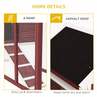 49" Wooden Rabbit Hutch Bunny Cage with Waterproof Asphalt Roof, Fun Outdoor Run, Removable Tray and Ramp, for Rabbits, 