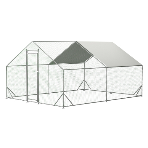 Large Metal Chicken Coop, Walk-in Chicken Run,Galvanized Wire Poultry Chicken Hen Pen Cage, Rabbits Duck Cages With Wate