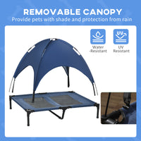 Elevated Portable Dog Cot Pet Bed with UV Protection Canopy Shade, 36 inch, Dark Blue