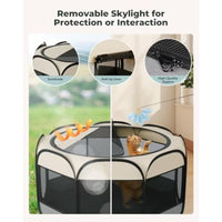 2-in-1 Pop Up Cat Playpen XLarge, Dog Puppy Pet Playpen, Indoor Outdoor Cats Enclosed, Cat Tent House Crate Cage, Portable & Foldable Playpen for Kittens(Connected or Separate)