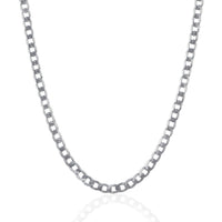 Rhodium Plated 4.7mm Sterling Silver Curb Style Chain