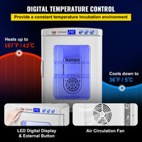 White Reptile Incubator 25L Scientific Lab Incubator Digital Incubator Cooling And Heating 5-42°C Reptile Egg Incubator 