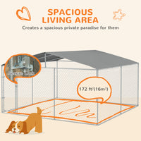 Dog Kennel Outdoor Dog Run w/ Canopy, 13 x 13 x 7.5