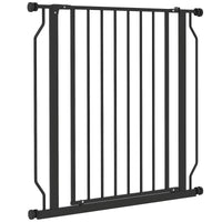 30"- 34" Easy Install Pet Gate w/ Door & Double Locking System, Extra Wide Dog Gate for Stairs, Hallways, Black