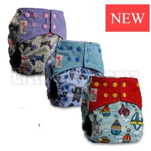 Modern Luxury Printed Washable Real Cloth Pocket Nappy,3 nappies/diapers Set For Girls and Boys Baby In Elegant Style - BIG FRENCHIES