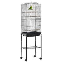 62" Rolling Bird Cage Cockatoo House Play Top Finch Pet Supply with Storage Shelf, Wheels - Black