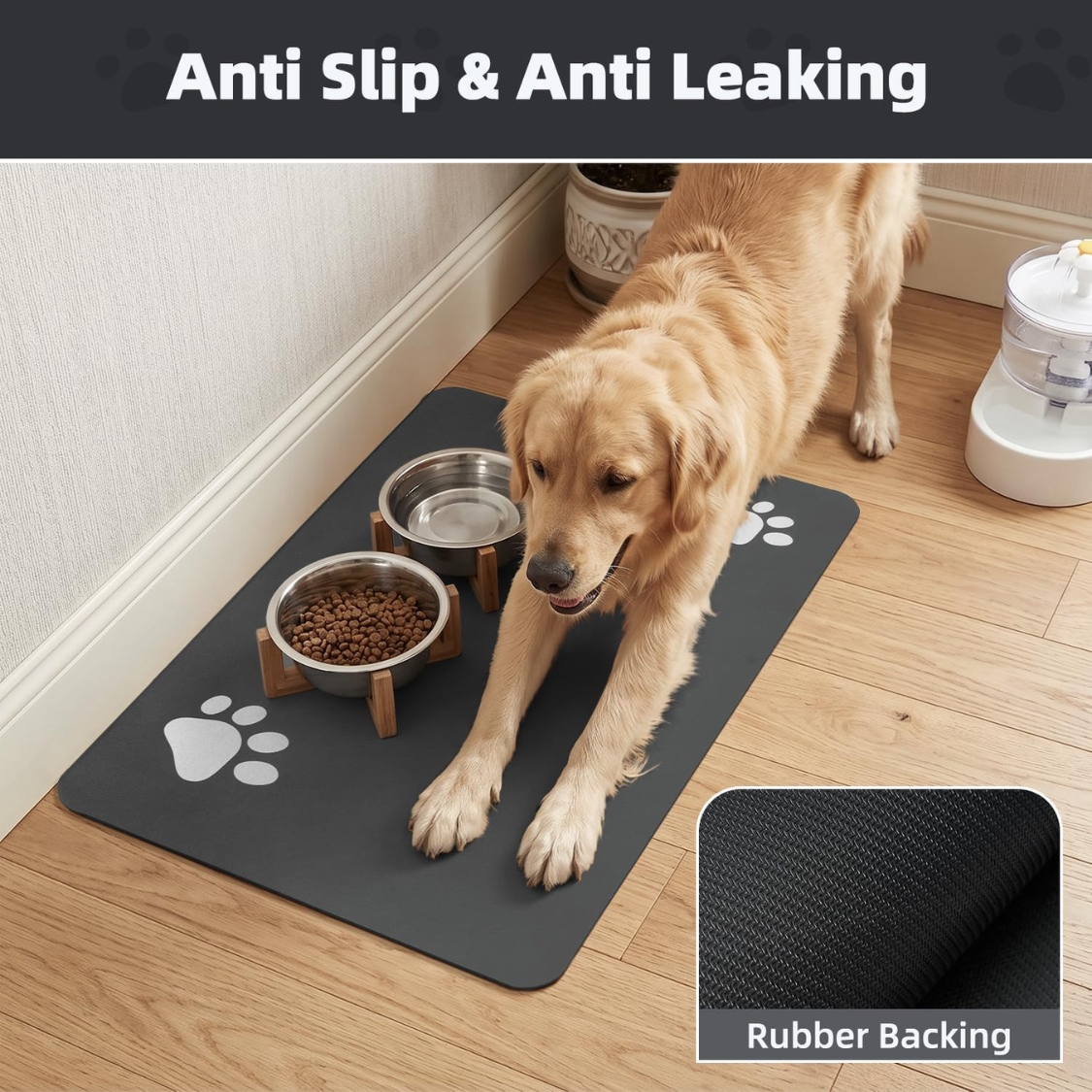 Pet Feeding Mat-Absorbent Dog Mat For Food And Water Bowl No Stains Easy Clean Dog Food Mat-Quick Dry Water Dispenser Pu