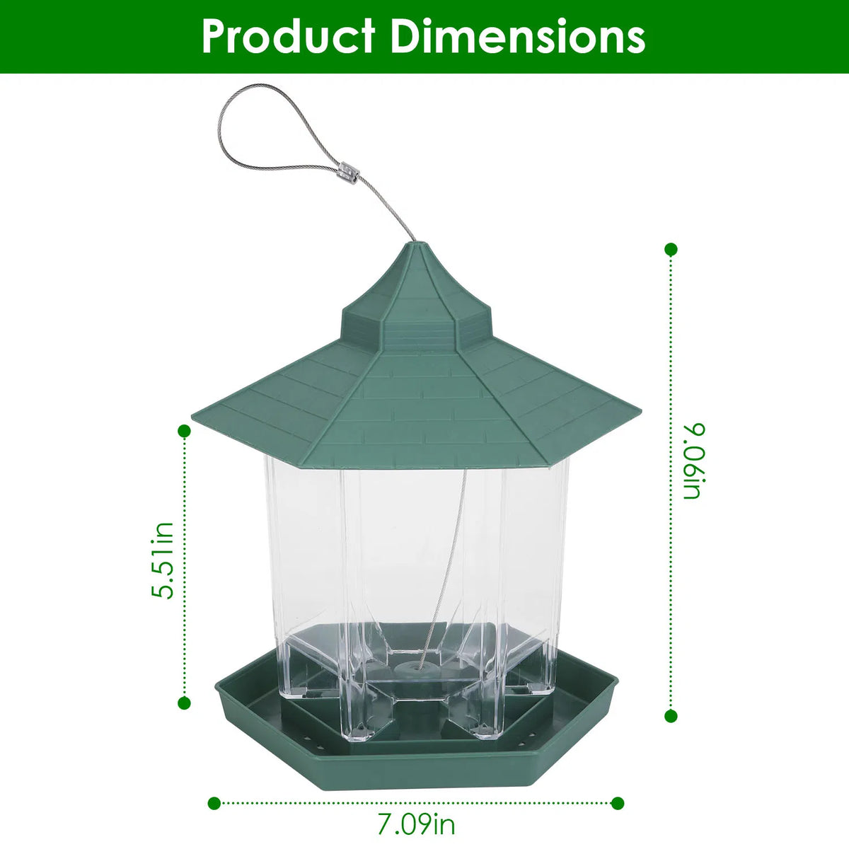 Hanging Gazebo Wild Bird Feeder Outdoor Bird Seed Station with Large Capacity 6 Feeder Ports for Garden Patio Park Weath