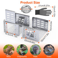 2Pcs Humane Rat Trap Catch and Release Live Mouse Cage Traps with Automatic Continuous Cycle Trapping for Chipmunk Roden