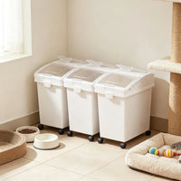 3-Pack 25L Large Rice Storage Container, Airtight Dog Food Dispenser Bin with Wheels & 3 Scoops, Kitchen Grain Cereal Fl