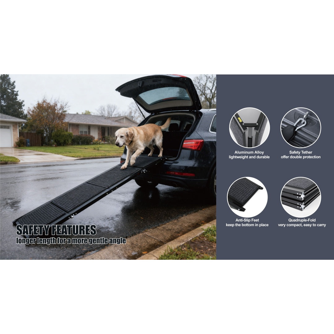 Dog Ramp For Car 71 Long & 19.3 Wide Portable Dog Ramps For Large Dogs With Non-Slip Rug Surface Dog Car Ramp For SUV Ca