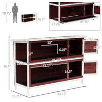 54 2-Story Large Rabbit Hutch Bunny Cage Pet House Small Animal Habitat With Lockable Doors